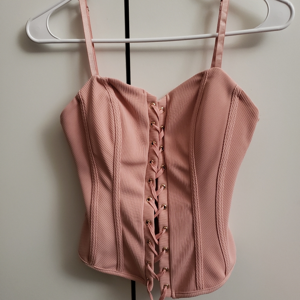 Agaci pink corset styled crop top